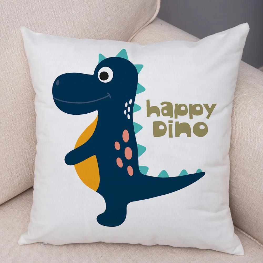 Niedlicher Jurassic Dinosaurier Kissenbezug Dekorative Cartoon Tier Kissenhülle Kinderzimmer Sofa