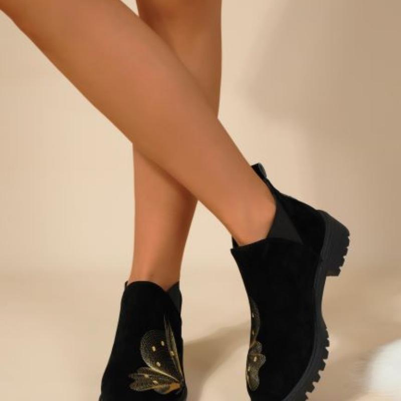 Fashion Women Confortable Spring Shoes On Sale 2024 Sleeve Autumn Round Toe Suede Solid Middle Tube Chunky Heels Large Size Naked Boots