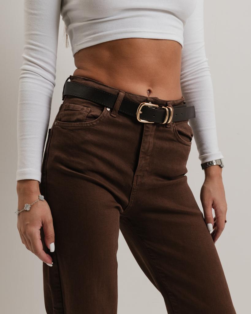 Straight Jeans with Belt Rimas 102105 38 Brown