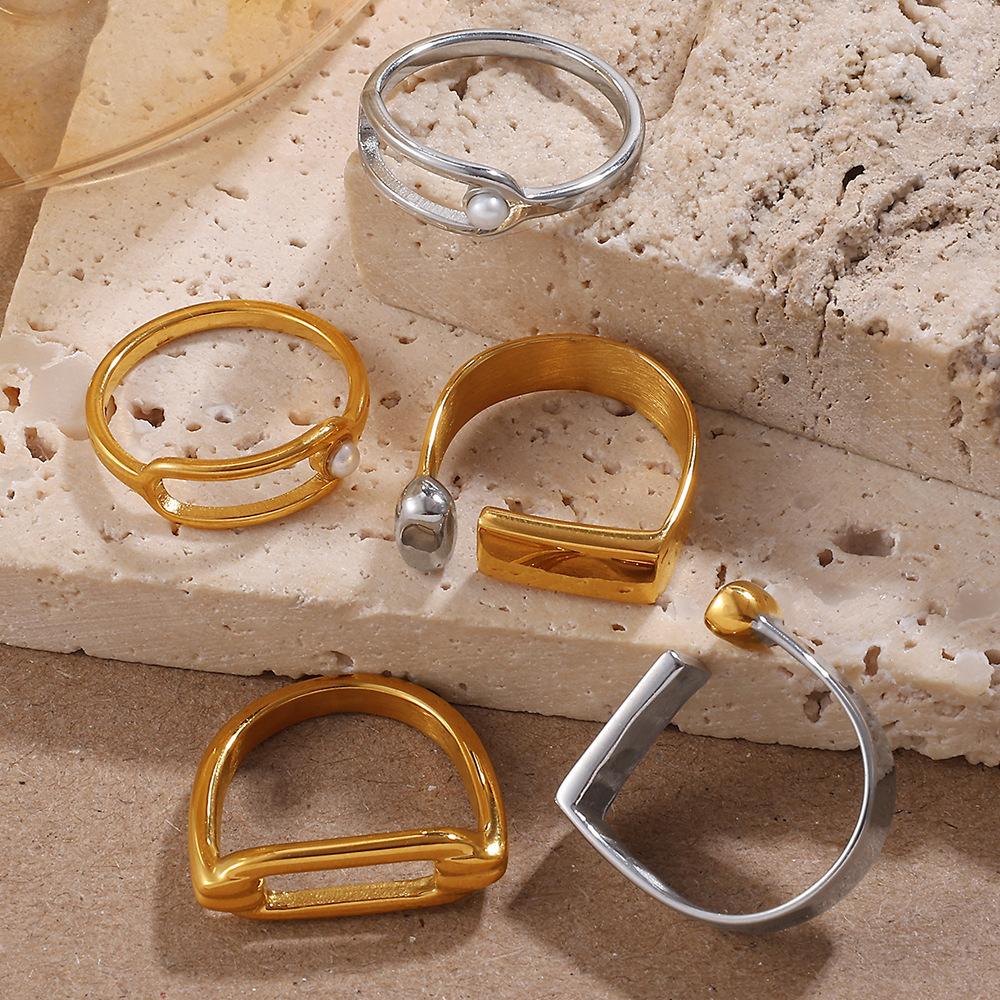 Minimalist hipster stainless steel double-layer ring niche design ring ring set