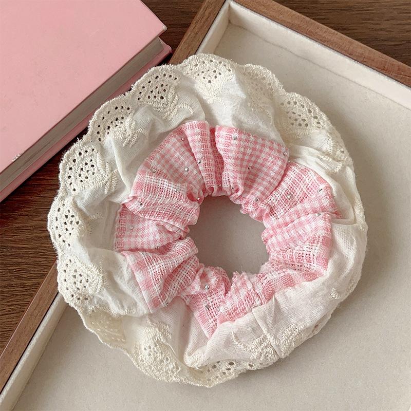 Elegant Print Lace Edge Wide Scrunches For Women Girls Sweet Hair Tie Cute Exquisite Hair Band  Hair Accessories Gifts