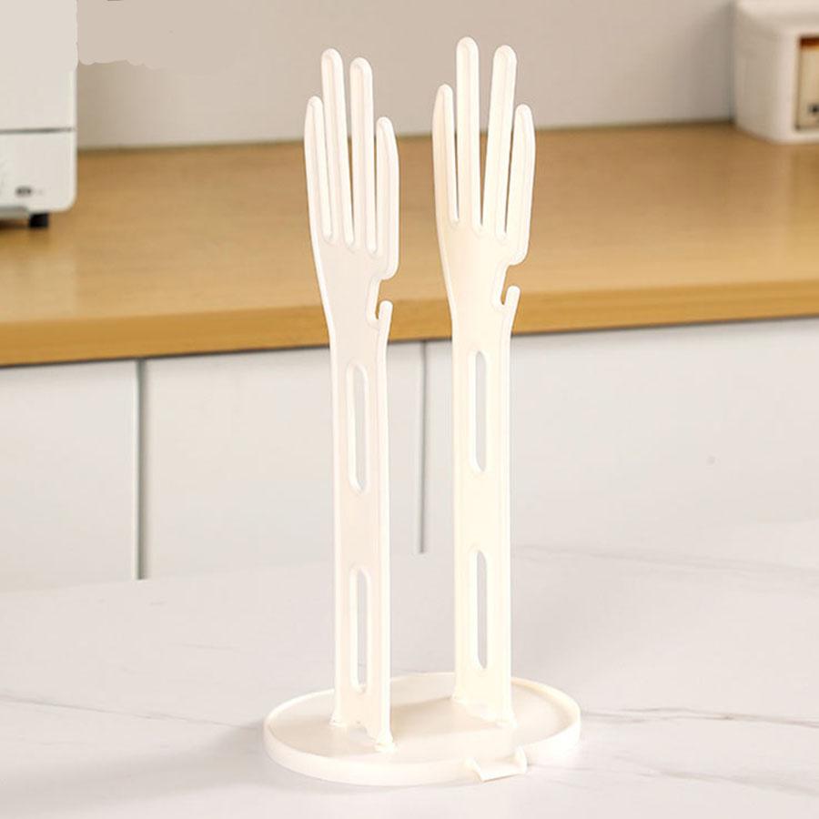 Glove Drying Rack, Drain Rack, Hand Shaped with Hook Storage Rack, with Drain Suction Cup Storage Rack