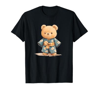 Niedliches Teddybär-T-Shirt mit traditionellem japanischem Kimono