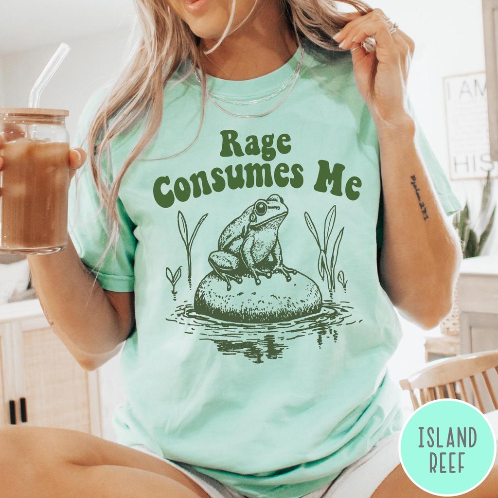Rage Consumes Me T-Shirt, Vintage Frog Graphic Tee, Oversized Unisex Tshirt, Funny Sarcastic Meme Retro Shirt, Funny Gift
