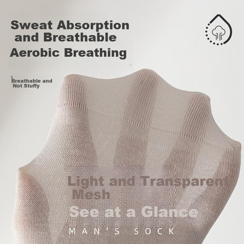 MiiOW 5 Pairs of Modal Socks for Men, Summer Mid-Calf Socks, Thin Breathable Odor-Resistant Socks, Ice Silk Cool-Feeling Business Socks for Me