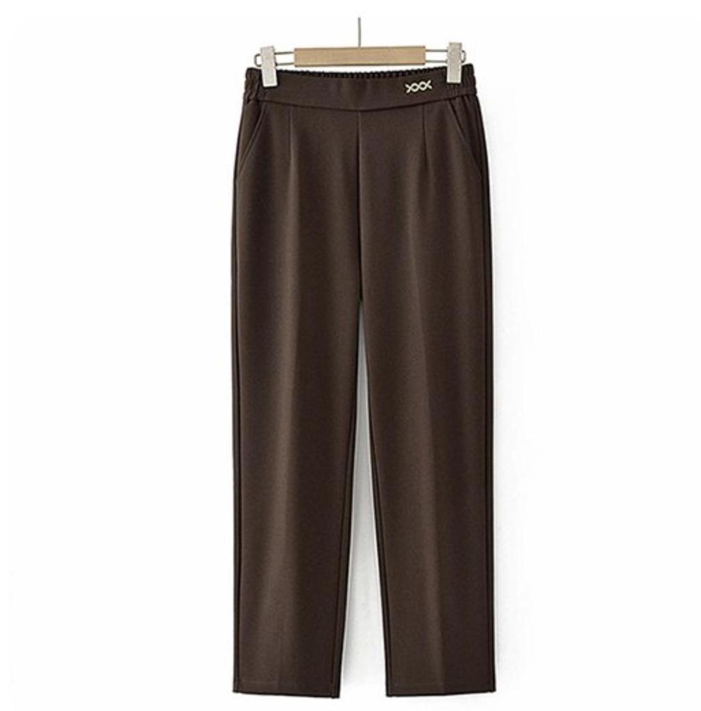 Mom's High Waist Casual Straight Leg Pants for Spring & Autumn - Plus Thick Loose Velvet for Middle-Aged & Elderly Women