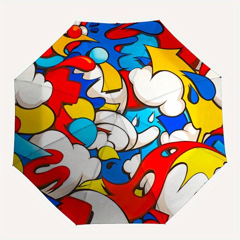 

1pc Pop Art Comics Automatic Open/Close Umbrella with Windproof, Functional Design, 8-Rib Sturdy Canopy
