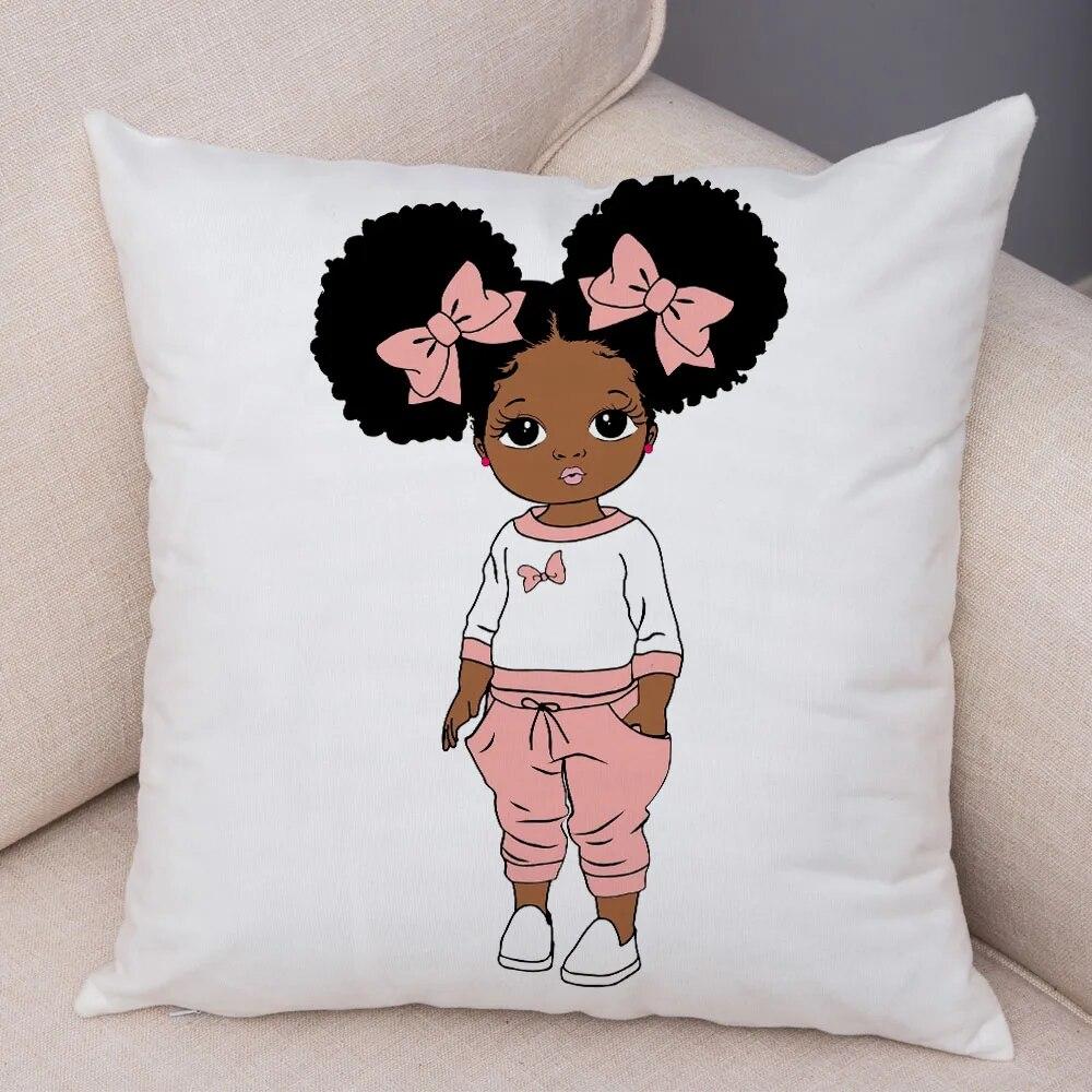 Home Decor African Baby Sofa Cushion Cover Bedroom Home Kids Room Decor Cute Cartoon Girl Pillowcase
