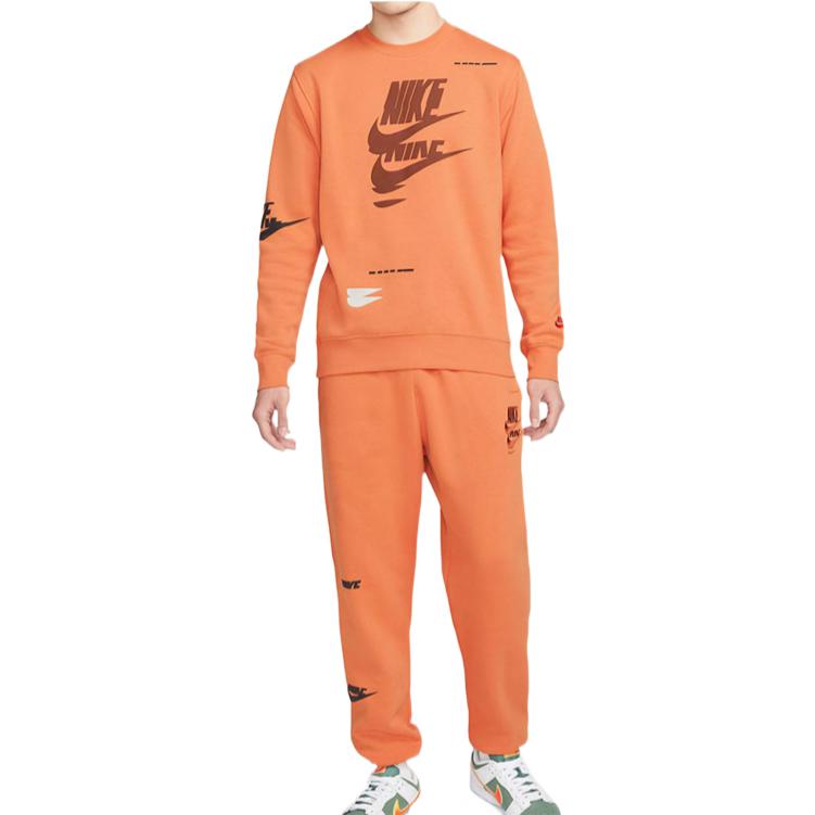 Nike Sportswear Essentials Sweatshirts Men's Orange Crew Neck Thickened Regular DM6876-808