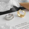 New Fresh Simple Irregular Double-layer Smooth Wave 925 Sterling Silver Jewelry Personality Geometric Opening Rings   R253