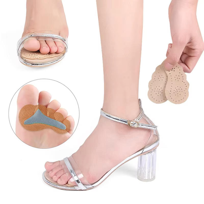 6 Pcs Half Round Sandals With Invisible Anti Slip Stickers Women's High Heels With Forefoot Pads Anti Pain Sweat Absorption And Anti Slip Stickers