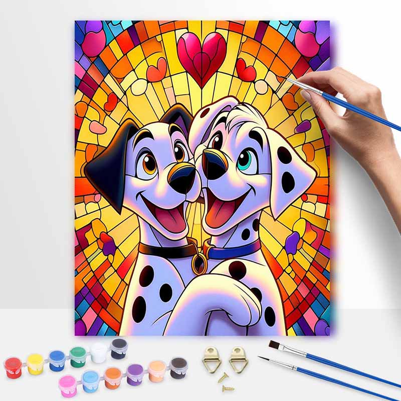 Disney DIY Painting Kit Dalmatian Dog Stained Glass Classic Style Home Decor Craft Gift Idea Art Canvas Wall Decor Painting Painting