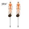 Spooky Garden Path Lighting 2Pcs Solar Skeleton Stake Light, Halloween Glowing Realistic Figurine, Waterproof Illuminated Yard Accents Outdoor