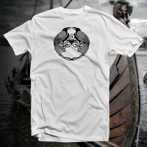 Huginn & Muninn COTTON T-SHIRT Norse Viking Rune Saxon Ward Magic Pagan Symbol