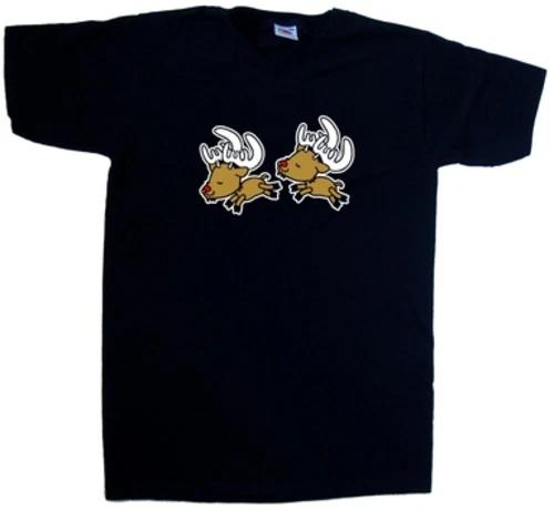 

Cartoon Reindeers Christmas Funny V-Neck T-Shirt L