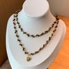 Gold-Plated Tiger Eye Beaded Necklace - Retro Y2K Clavicle Chain, High-End Versatile Jewelry