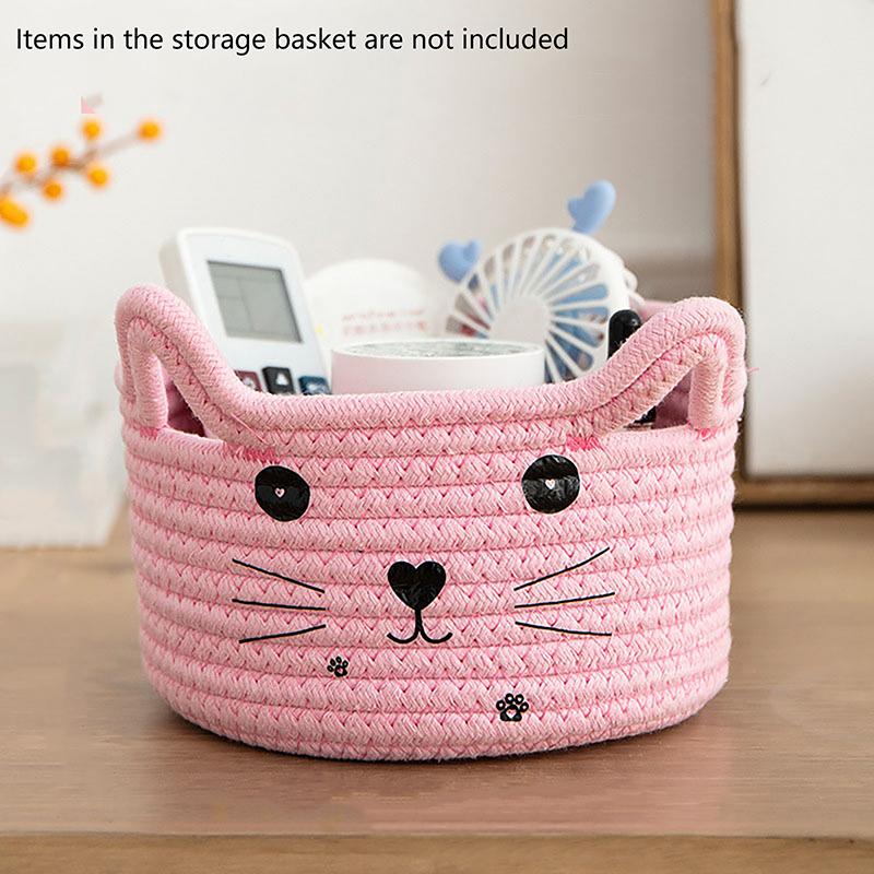 

Хлопковая корзина для хранения кошачьих ушек, корзина для хранения, моющаяся, для организации рабочего стола, корзина для хранения закусок, домашнее хранение