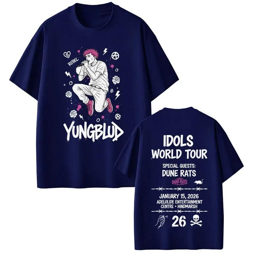 Unisex Women Gothic Punk Tshirts Singer Yungblud IDOLS Tour 2026 Graphics Tshirt Shortsleeved Loose Hiphop Cotton Tshirts Tops