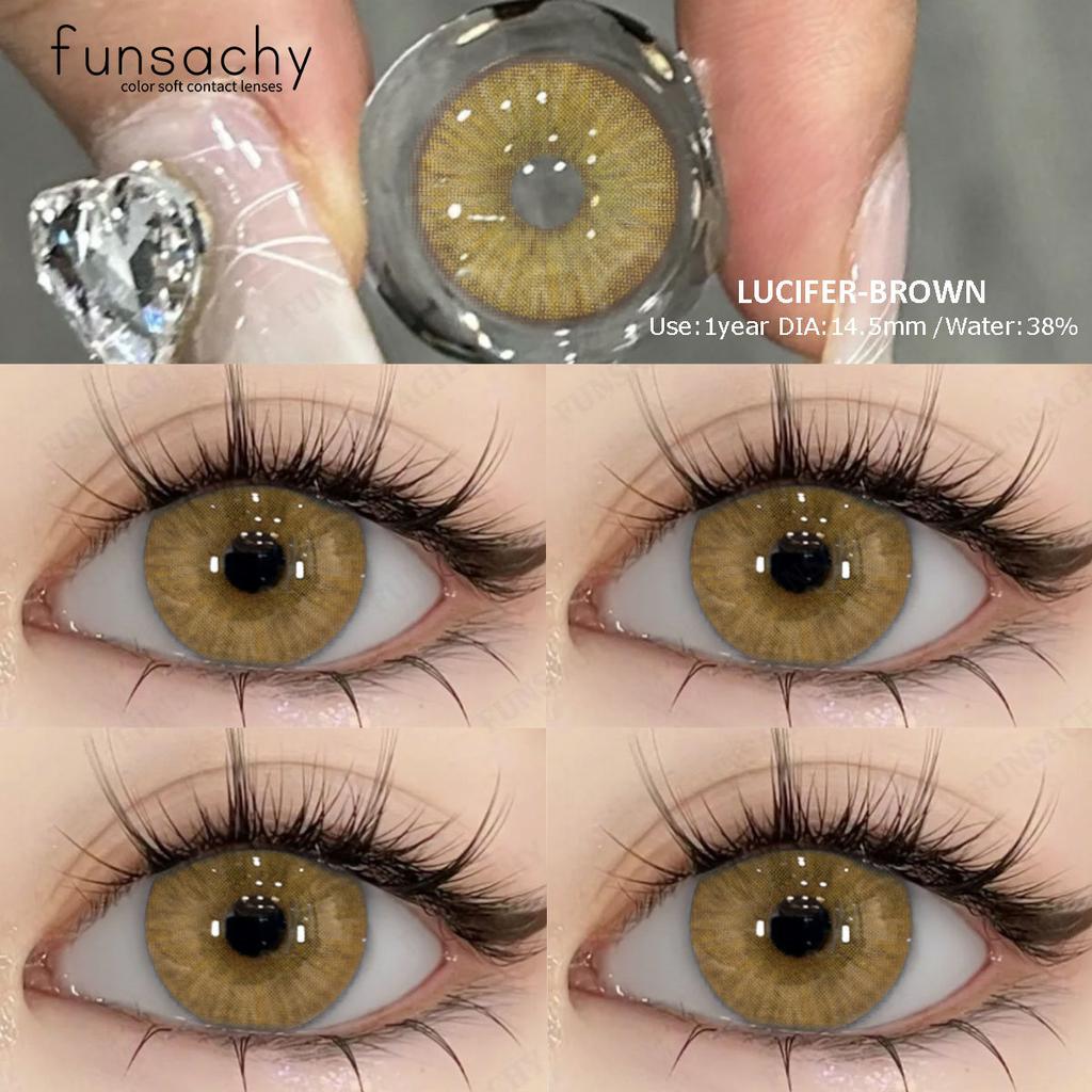 FUNSACHY 2pcs Green Contact Lenses Natural Beauty High Quality Colored Lens Beauty Cosmetics Makeup Pupils Eye Contacts Yearly