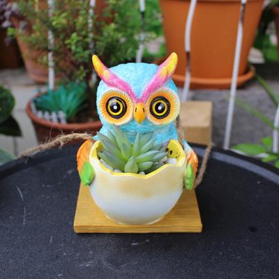 Swing Owl Hanging Planter Resin Owl with Egg Flower Pot Garden Decoration Hanging Pot for Indoor Outdoor Plants Succulents