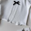 Girls' Korean Style Bow Long Sleeve Top for Autumn & Spring - BQB005