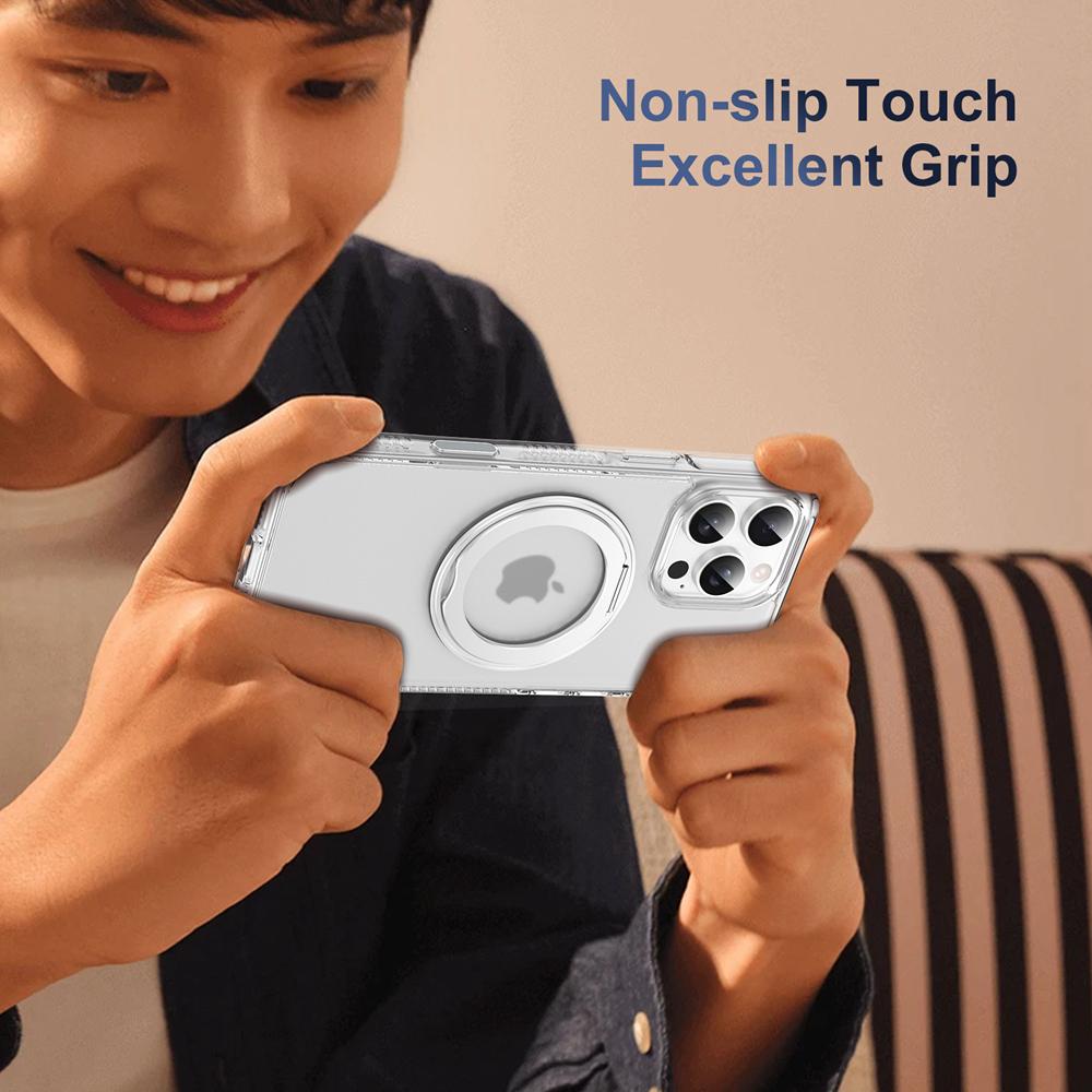 KEYSION Coque de protection pour iPhone 16 Pro Max 16 Plus avec bouton de contrôle tactile et anneau magnétique MagSafe 360, chargement sans fil, mat et transparent