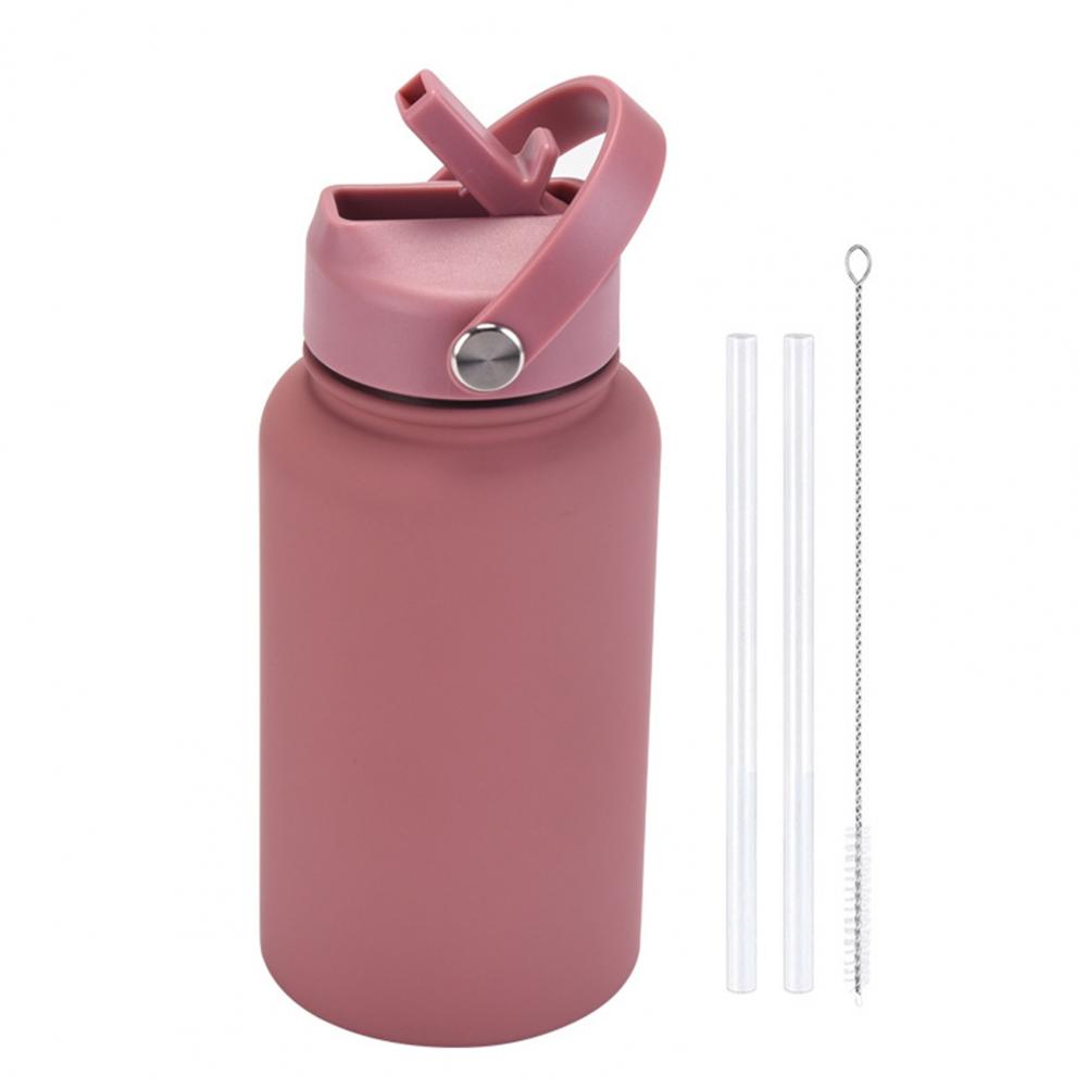 Sport Water Bottle Portable Sport Bottle Stainless Steel Sports Water Bottle with Straw Brush 650ml Portable Vacuum for Outdoor