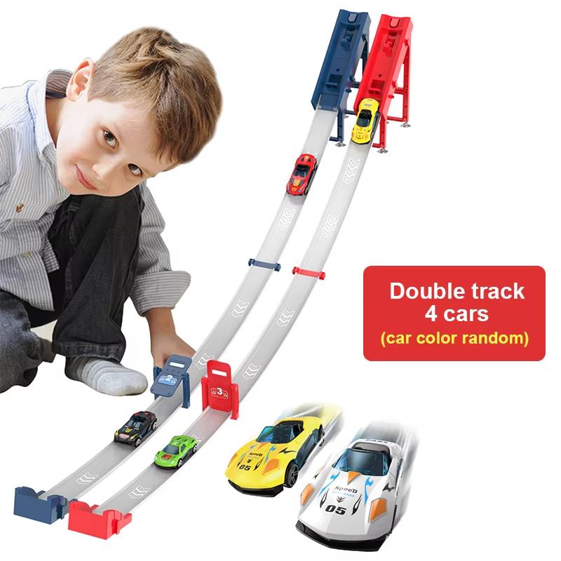 Stunt Speed Double Car Wheels Model Toys For Kids Racing Track Diy Assembled Rail Kits Educational Interactive In Stock