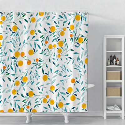 Flowers Leaves Printed Shower Curtain Waterproof Bathroom Shower Curtain With Hooks Polyester Fabric Bath Shower Curtain Decor