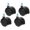 4Pcs PU Casters with Brake 1.5in Universal Wheel for Cabinet Bookshelf Trolley Black