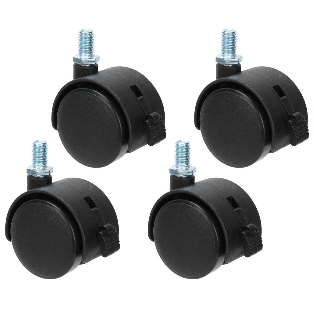 4Pcs PU Casters with Brake 1.5in Universal Wheel for Cabinet Bookshelf Trolley Black