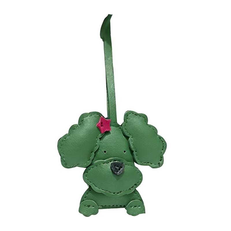 Adorable Curly Dog Keychain PU Leather Bag Charm With Secure Metal Hook For Purse Backpack Decoration Lightweight Design