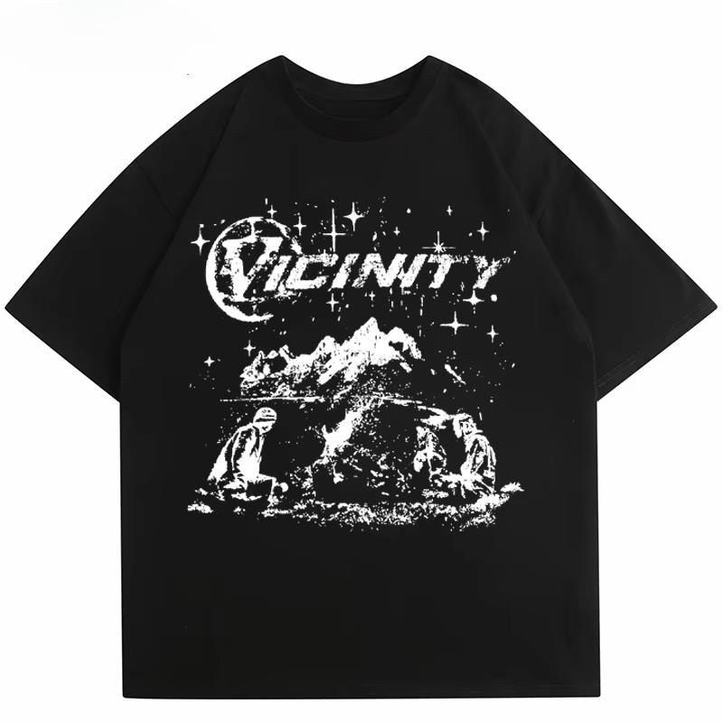 Street Wear Harajuku Hip-hop Men's T-shirt Y2k Retro Oversized Short Sleeved Printed T-shirt Fashionable Cotton Retro Aesthetics