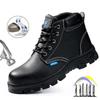 Fashion Men Work Safety Shoes Anti Smashing Waterproof Genuine Leather Welding Shoes Indestructible Nail Proof Boot