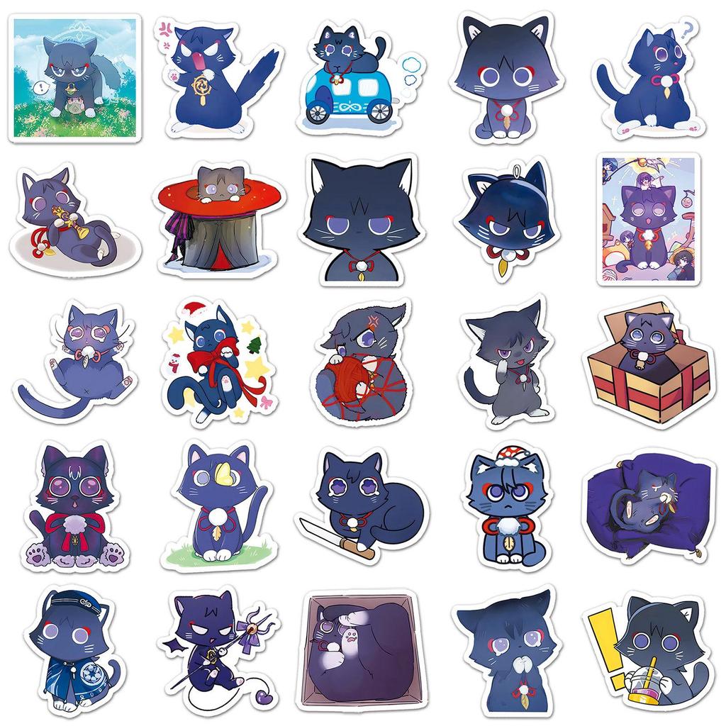 51 Genshin Impact Scaramouche Cat Graffiti Stickers - Cute DIY Laptop Decoration