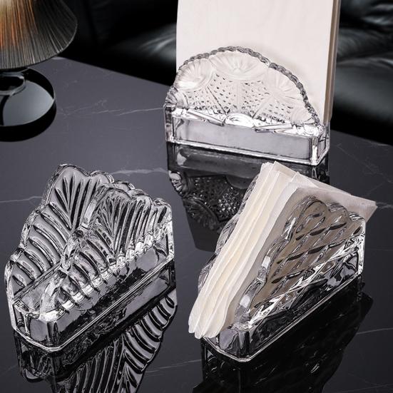 Tissue Holder, Crystal Glass Modern Style, Durable Scratch-Resistant Organizer, Dispenser for Restaurant Napkins Business
