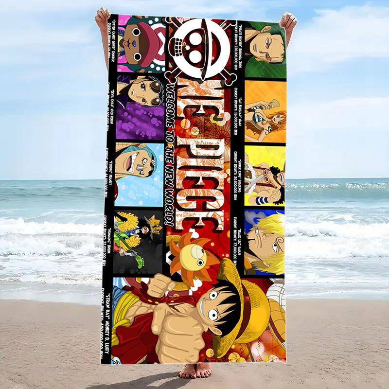 Japanese Anime Pirate Print Beach Towel, Large Soft Quick Dry Towel for Beach Camping Swimming