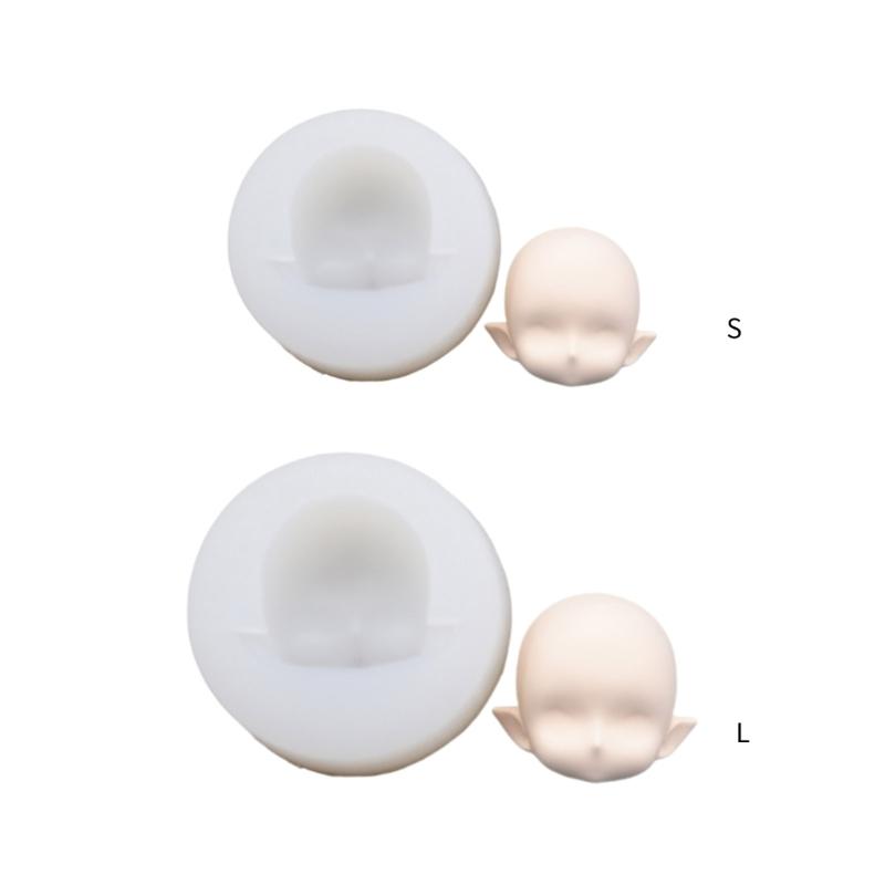 BJD Human Face Mold OB11 Soft Ceramic Q Version Happy Closed Eyes Ultra Light Clay Fondant Silicone Mold 4.5cm 6cm