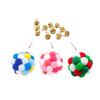 Mirhua Cat Pom-Pom Balls, Pet Toy, 3-Piece Set, Exercise Relief for Kittens and Adult Cats (Green, Blue, and Pink)