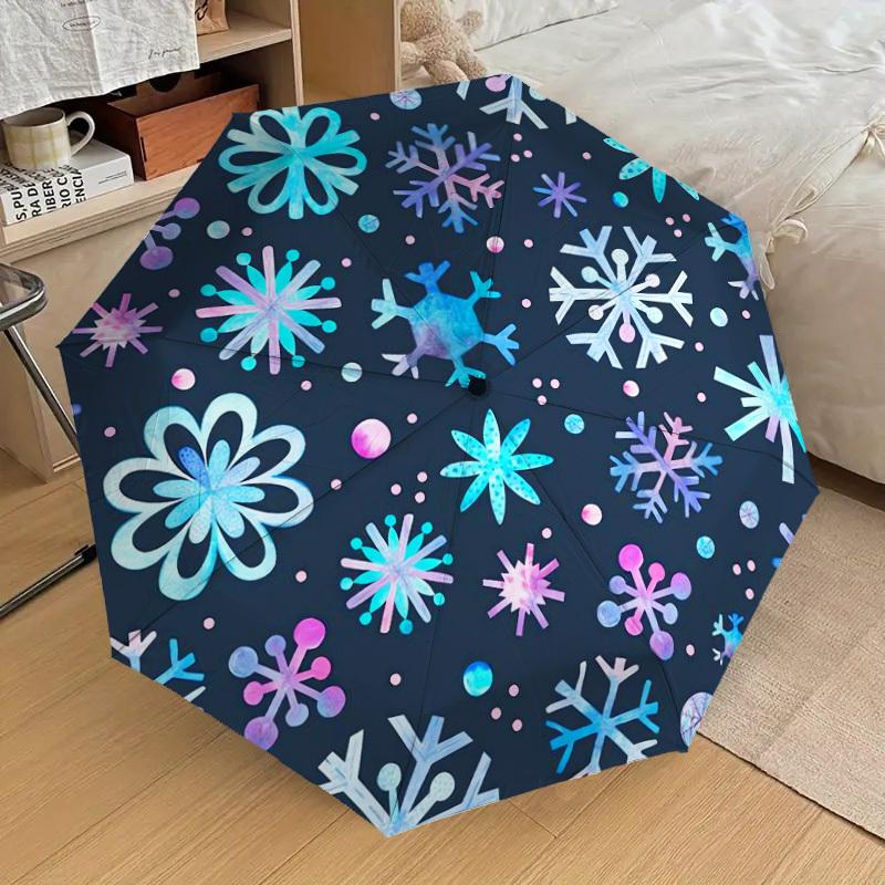 1pc Snowflake Winter Pattern Umbrella  Automatic Opening and Closing Umbrella, High Quality Umbrella, Ideal Gift for Her 187