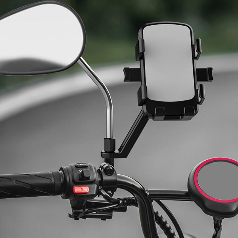 Bike Phone Holder Bracket, Motorcycle Phone Mount Adjustable Bike Handlebar Cell Phone Clamp Scooter Mobile Phone Clip