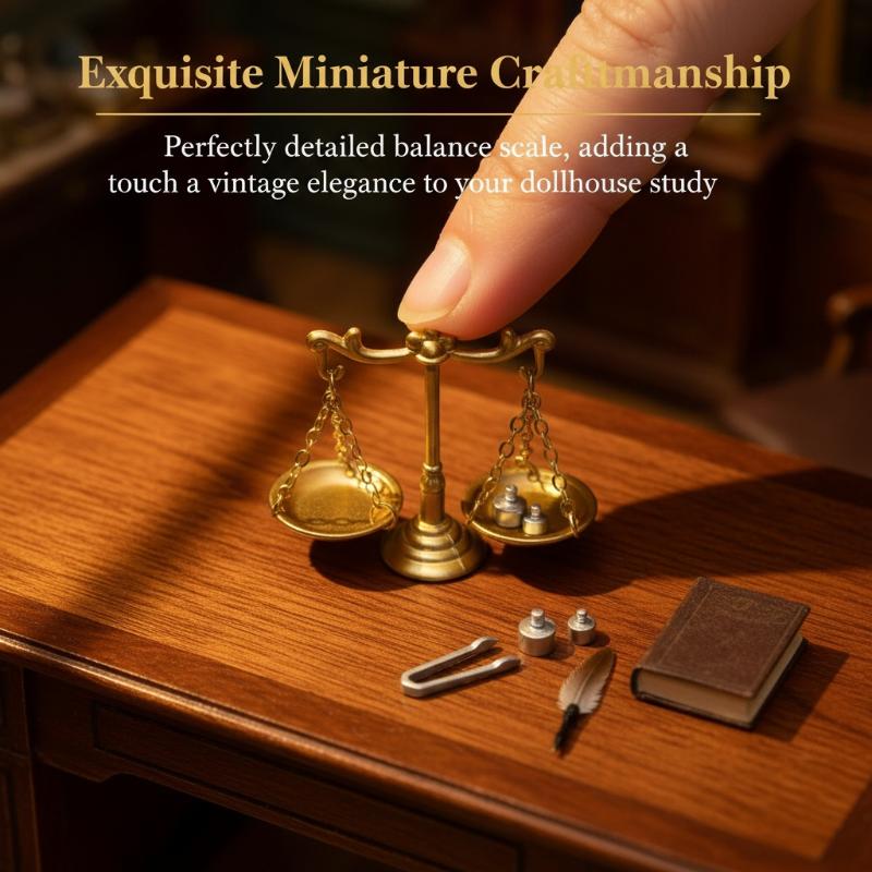 1/12 Miniature Balance Scale Model - Retro Justice Scale for Dollhouse Scene Decor, Micro Scene Photos Prop, Mini Furniture