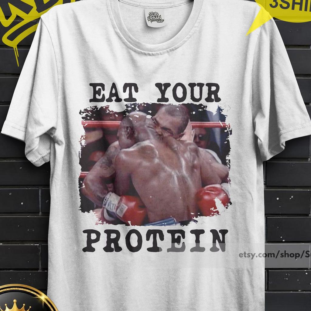 Eat Your Protein Tyson Shirt - Iron Mike Eat Protein Tee, Beast Mode on T-Shirt, Vintage Boxe Champions Tee, Viral History Boxe Match Shirts