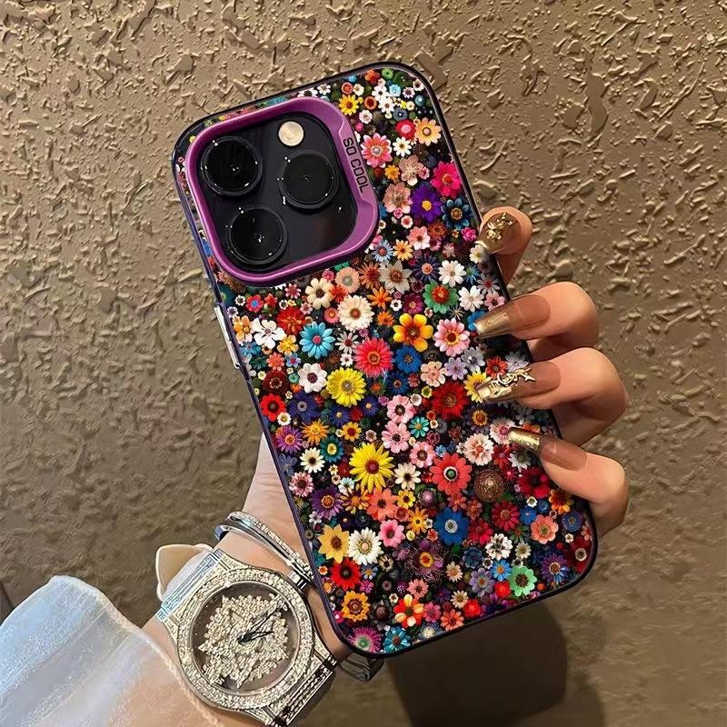 Colorful flower sea applies to Apple 15Promax mobile phone case iPhone16Pro premium 14 new 17Pro flowers
