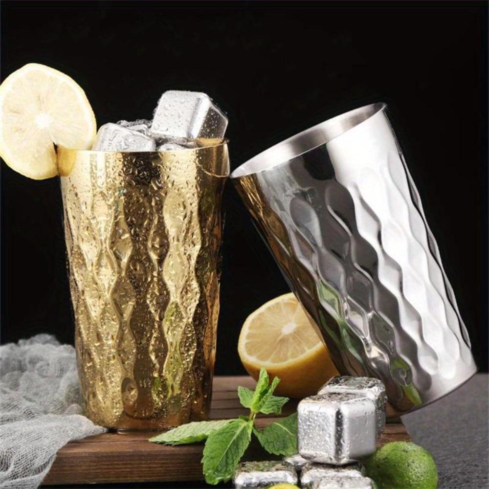 350ml pivní hrnek z nerezové oceli s vlnitým vzorem, kovové kávové hrnky, barové kuchyňské nádobí, cestovní šálek vody