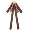 Vintage Brown Plaids Ribbon Bows Tie Brooch Pin for Women Girl Japanese Preppy Uniform Pre Tied Bowknot Corsage Necktie