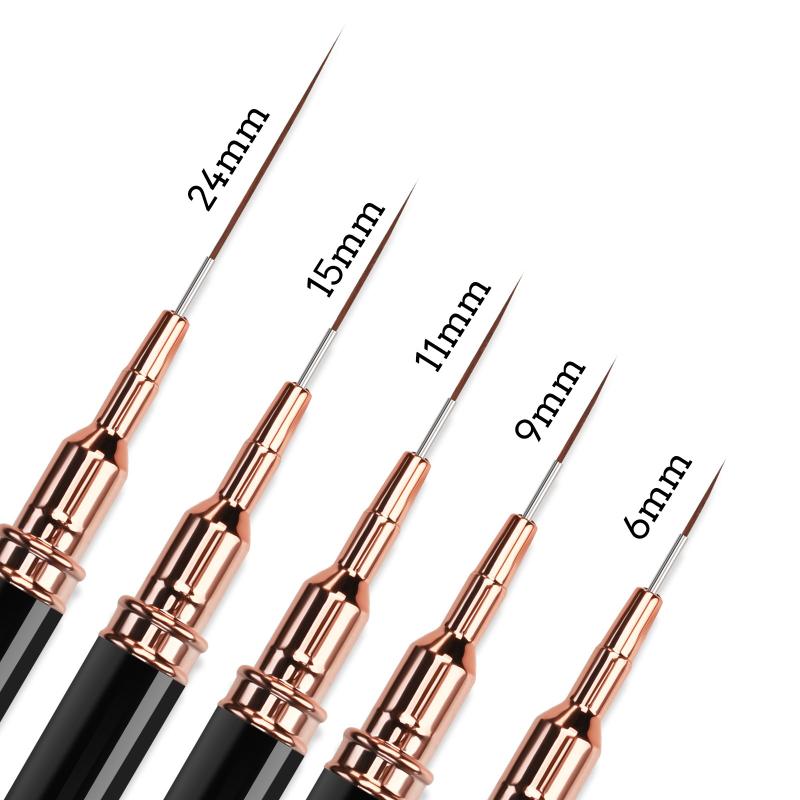 5Pcs Nail Art Liner Brush Set Uv Gel Nail Brushes Kits French Stripe Line Painting Drawing Flower Pen Professional Manicure Tool
