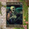 Funny Skull Metal Tin Sign Vintage Wall Art Gothic Decor Home Bar Garage Man Cave
