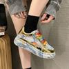 Korean Rhinestone Graffiti Casual Shoes Women 2024 New Fashion Thick Soled Anti Slip Versatile Sports Shoes Banquet Flat Shoes