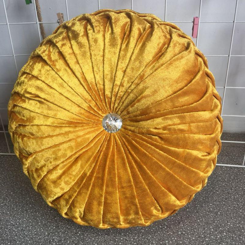 Luxurious Round Velvet Pumpkin Cushion With Charming Pleated Design And Soft Touch